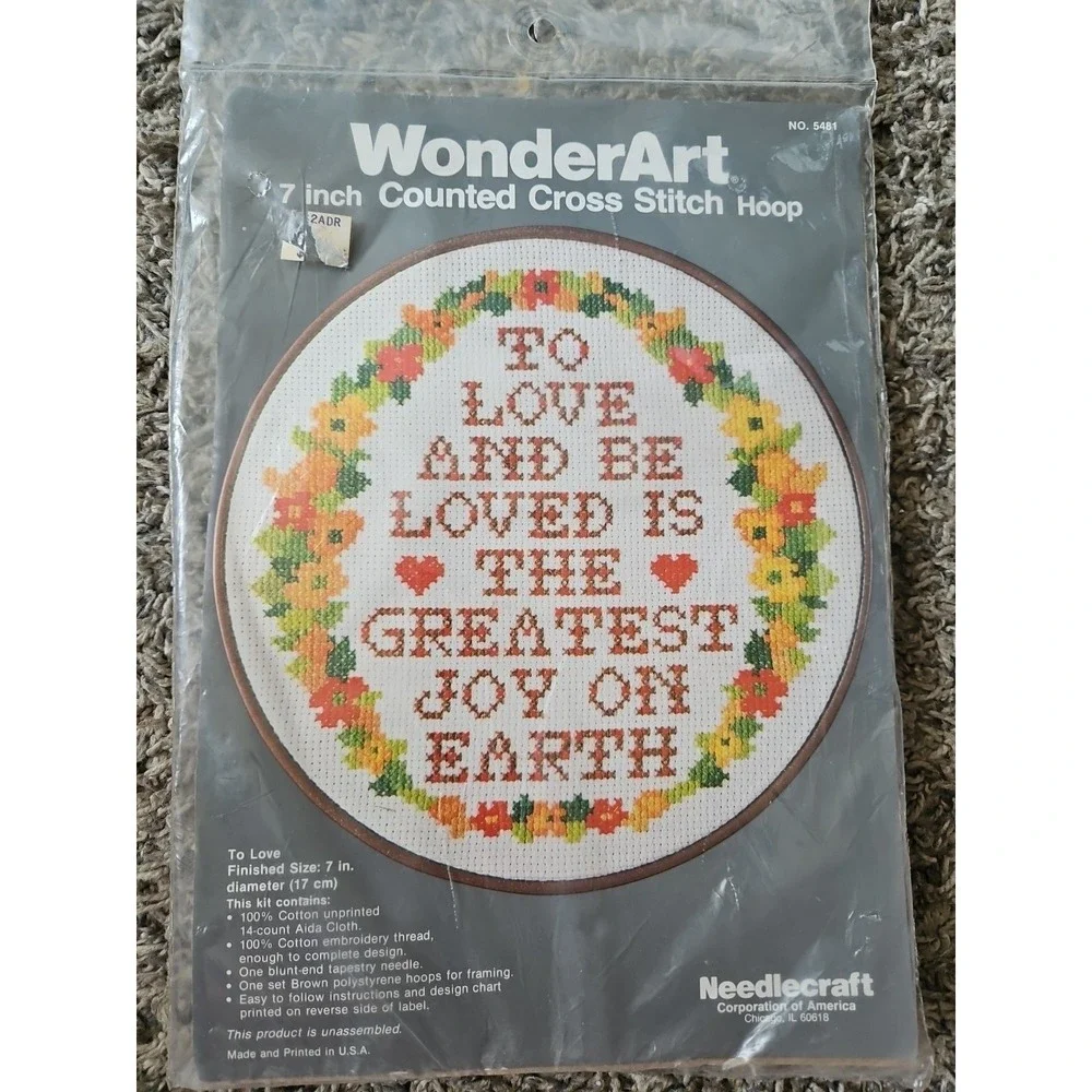 WonderArt 5481 To Love Counted Cross Stitch Picture Kit 7